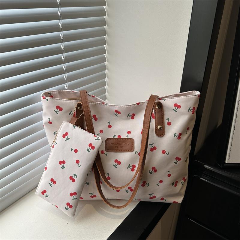 Wholesale Cherry Sweet Style Handheld Tote Bag Women's Bag 2026 Autumn New Large Capacity Shoulder Bag Commuting Underarm Bag