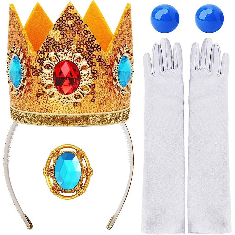 Princess Peach Crown Mario headband Princess Biqi headdress earrings suit cosplay party decoration