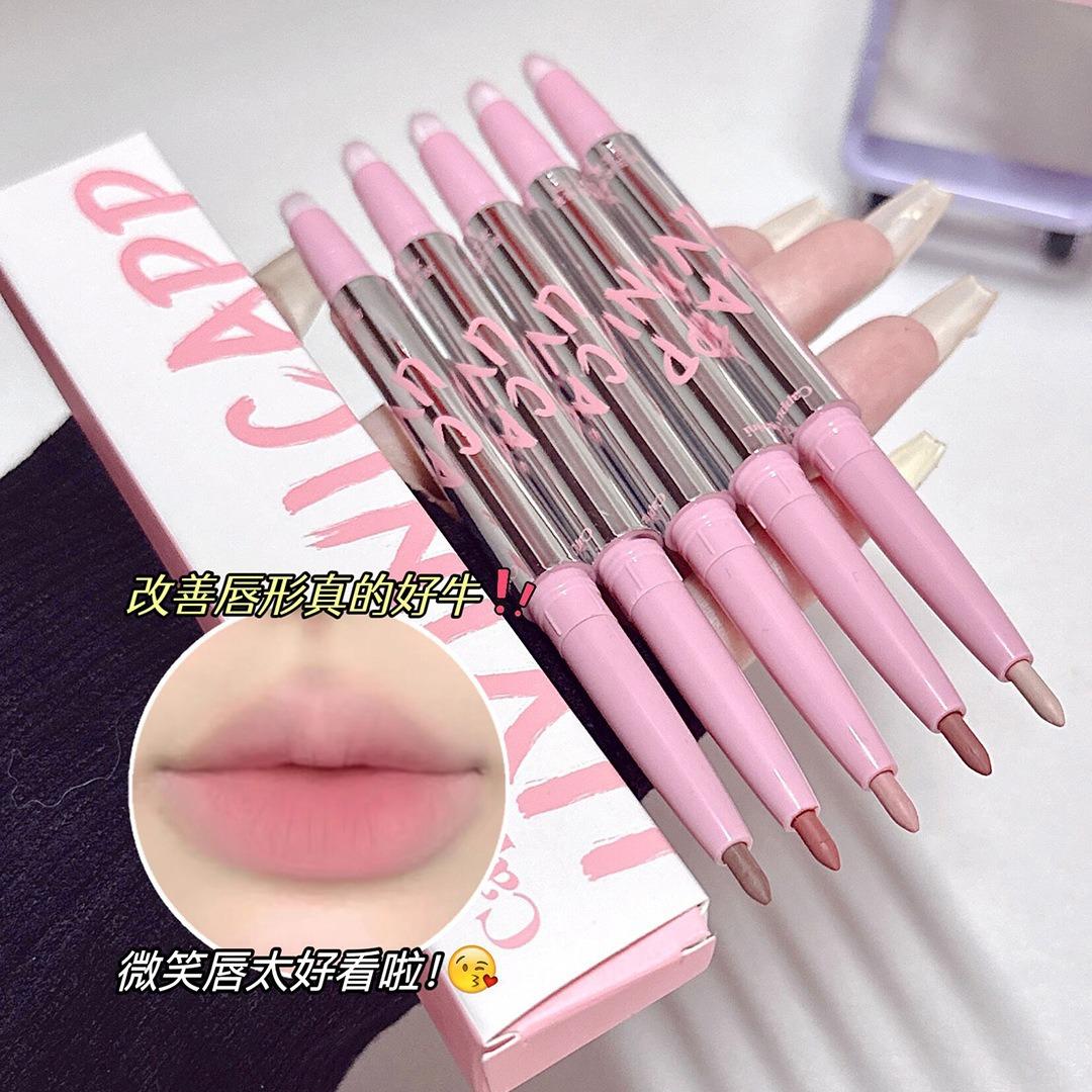 Cappuvini soft mist lip liner double head with lip brush waterproof durable not easy to decolorization lipstick matte hook lip pen