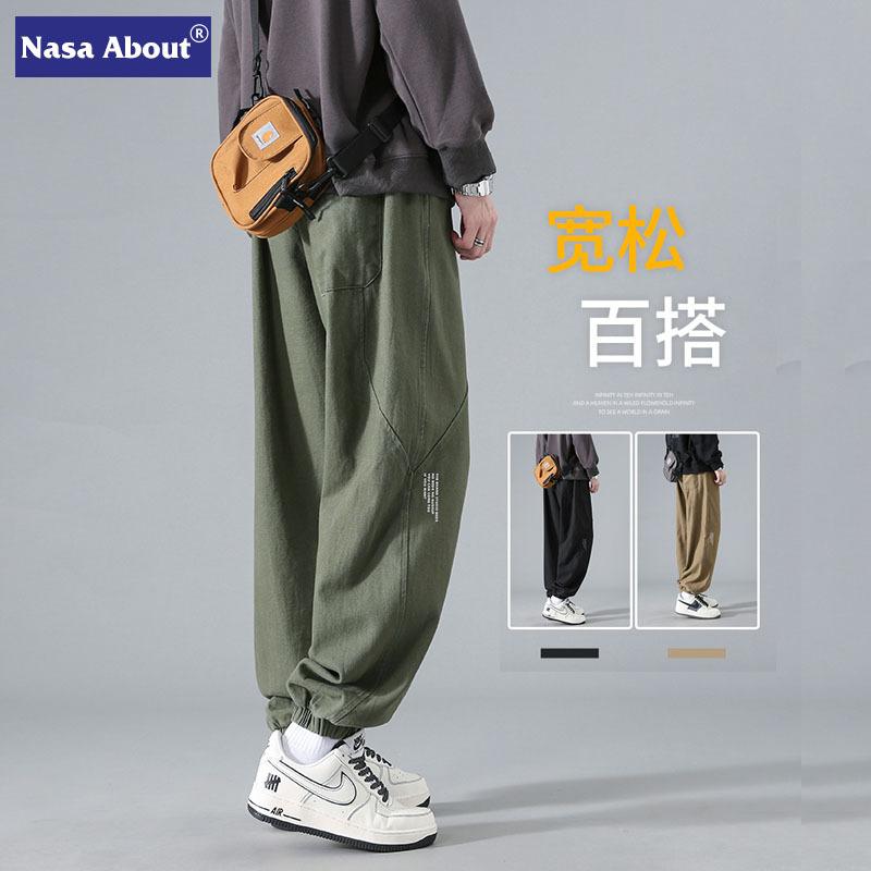 NASA Work Pants Men's Spring and Autumn American Style Pure Cotton Sports Pants Men's Trendy Casual Pants