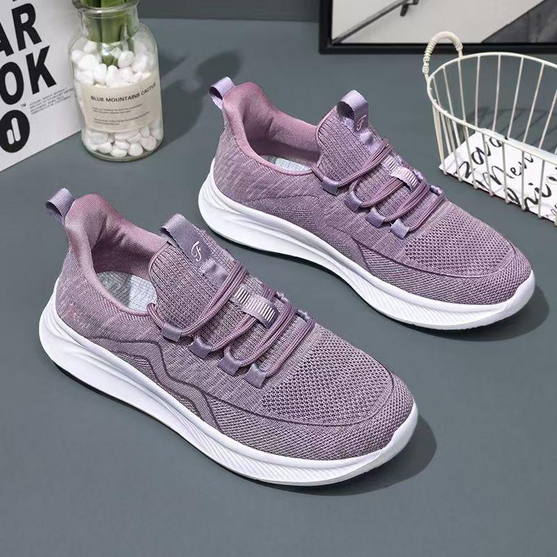 2024 Spring New Arrival Sliding Shoes Women's Ultra-Light Soft Sole Non-Slip Comfortable Middle-aged and Elderly Casual Fly-Woven Sports Women's Shoes