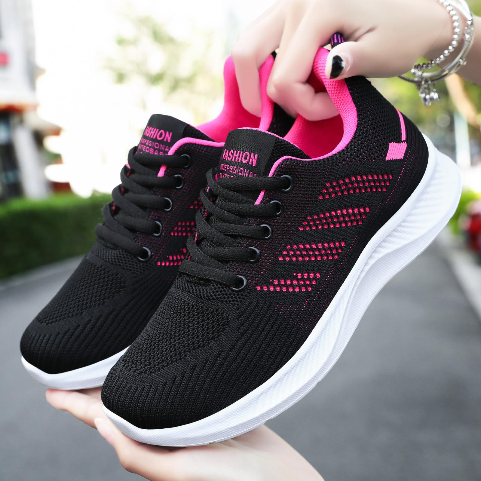 Women's Shoes 2026 Breathable Soft-Soled Sneakers Versatile Casual Shoes Fly-Knit Mesh Shoes Spring Gift Shoes Single Shoes