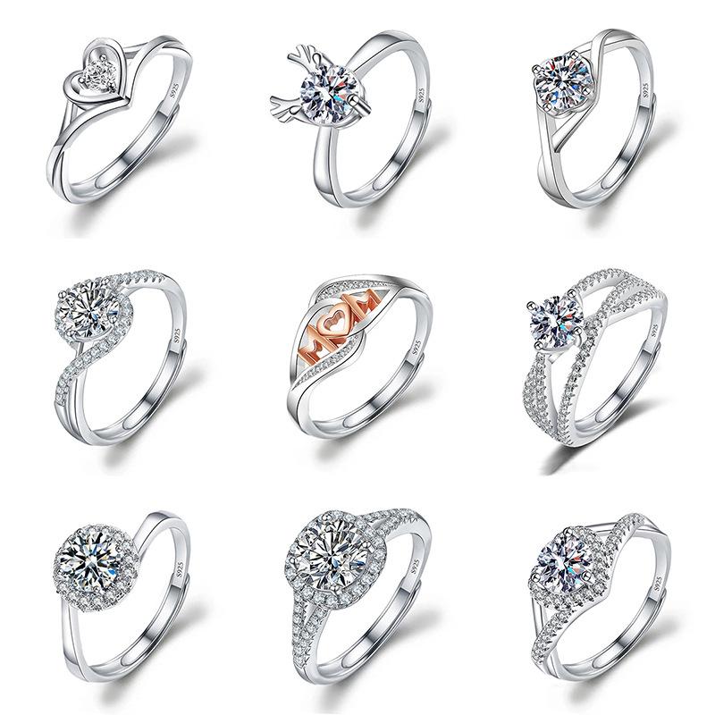 Cross-Border Jewelry Imitation Moissanite Ring Women's Ins Style Opening Adjustable Niche Accessible Luxury High-End Zircon Ring