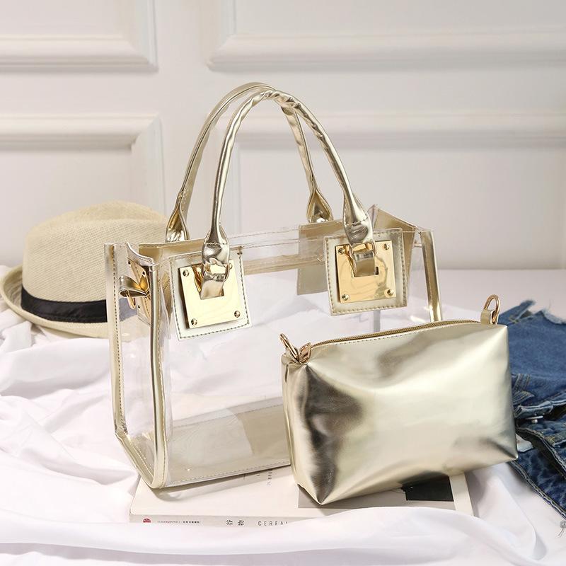 2025 New Simple Pvc Transparent Satchel Jelly Bag Large Capacity Multi-Purpose Beach Bag Cross-Body Shoulder Bag