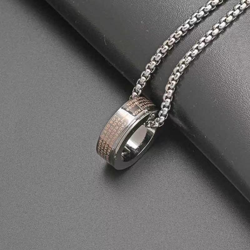 European and American Joker Chain English Ring Titanium Steel Necklace Pendant Men's Personality Trendy Hip Hop Pendant Couple Accessories