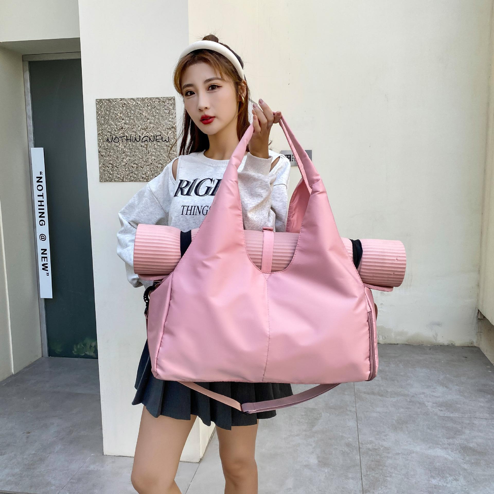 Yoga Bag, Portable Fitness Bag for Women, Can Hold Yoga Mat, Multiple Storage Pockets, Independent Shoe Compartment, Single-Shoulder Short-Trip Travel Bag