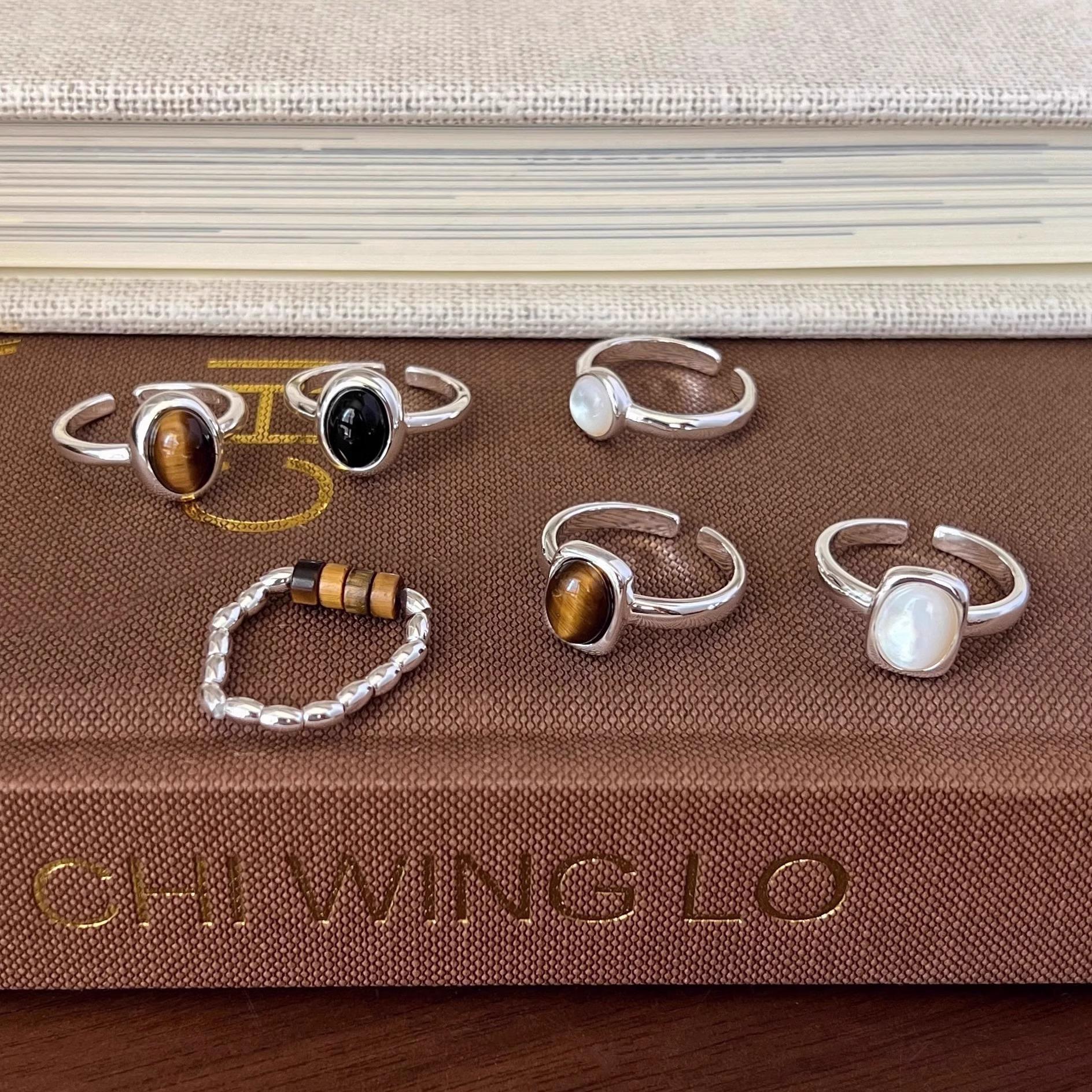 Ring Women's Foreign Style Cold Style High-Level Niche Unique Middle Ancient Decoration Fritillaria Tiger's Eye Stone Girl's Best Friend Ring