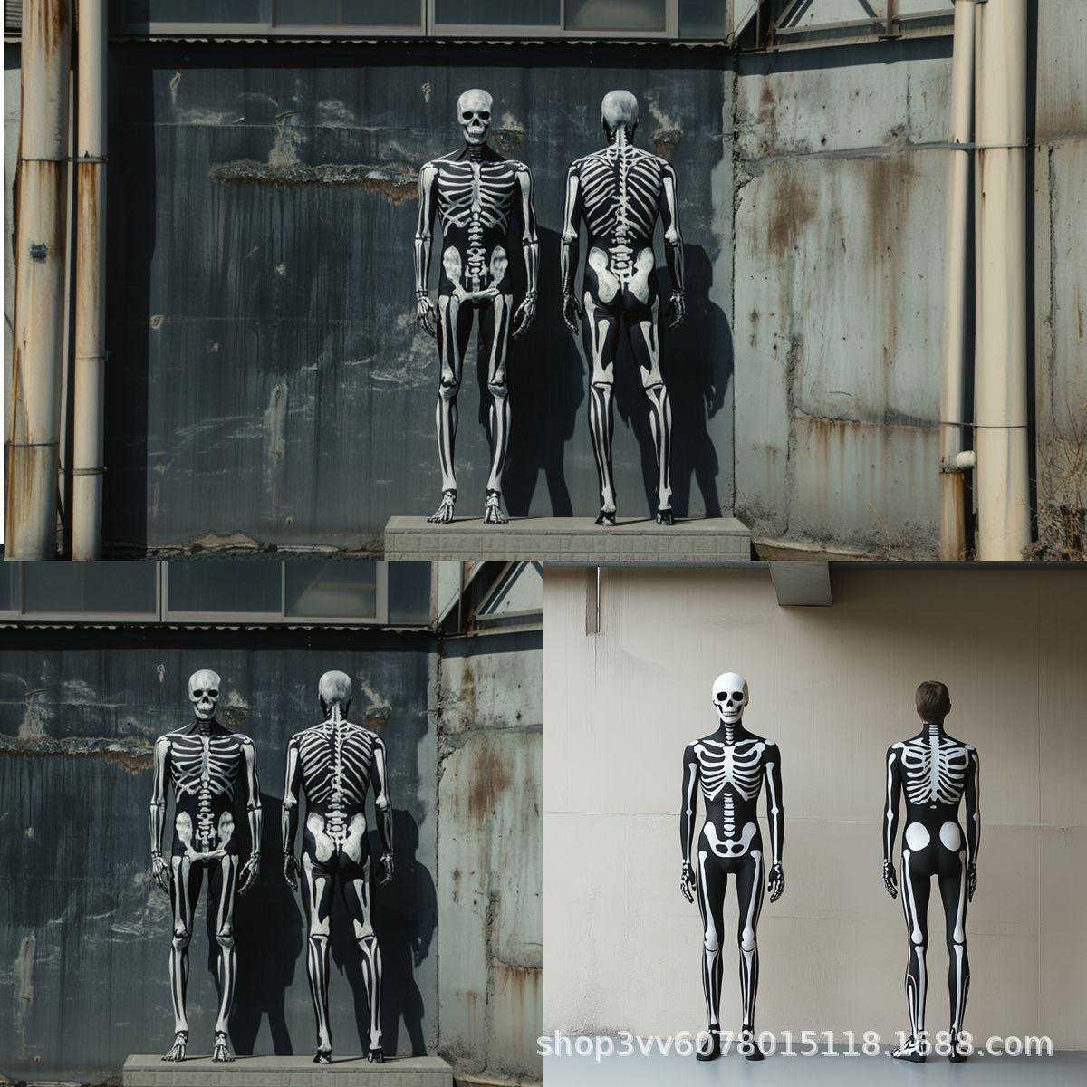 Cross-Border Export New Product Halloween Grim Reaper Horror Costume Skeleton Jumpsuit Skeleton Cosplay Cosplay