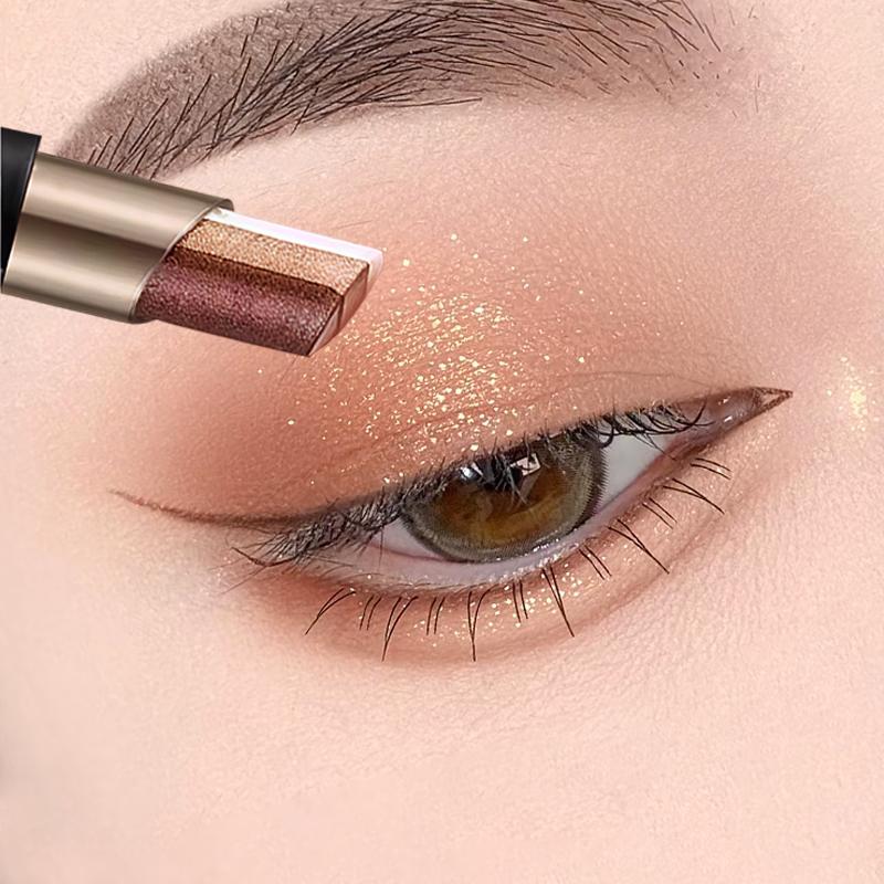 Vibely Galaxy Gradient Three-Color Eyeshadow Stick for Beginners, One-Touch Application, Pearlescent Fine Eyeshadow, Waterproof and Long-Lasting