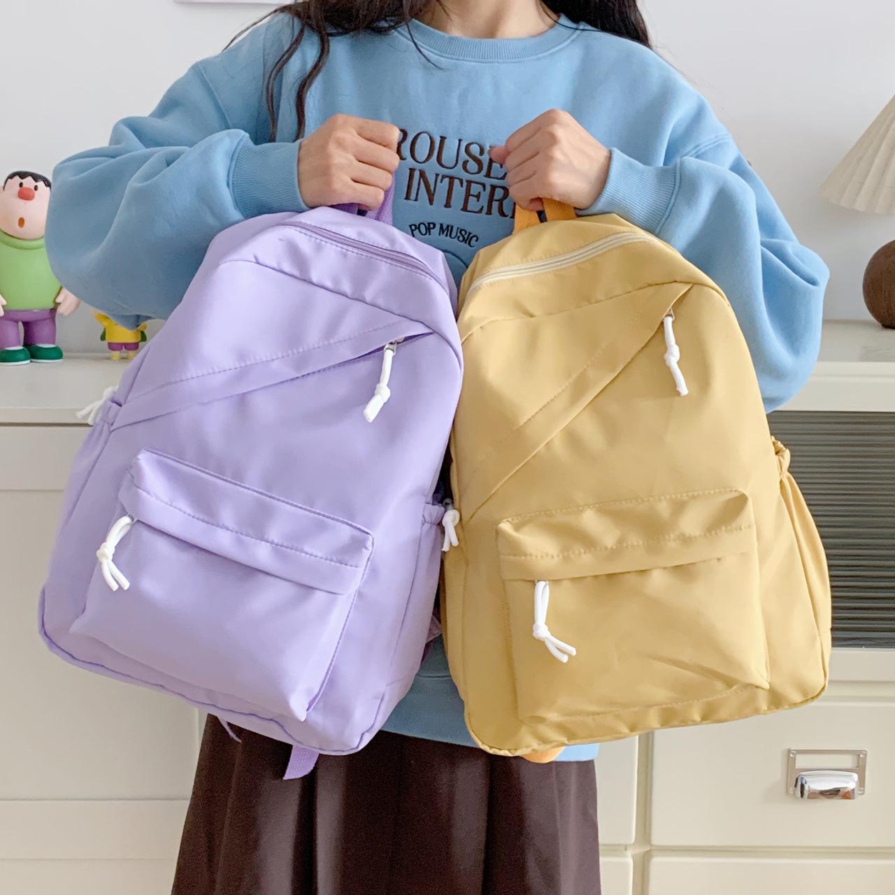 New Large-Capacity Casual Schoolbags for Primary School Students, Middle and High School Students, Japanese Fashion Simple Solid Color Travel Backpacks