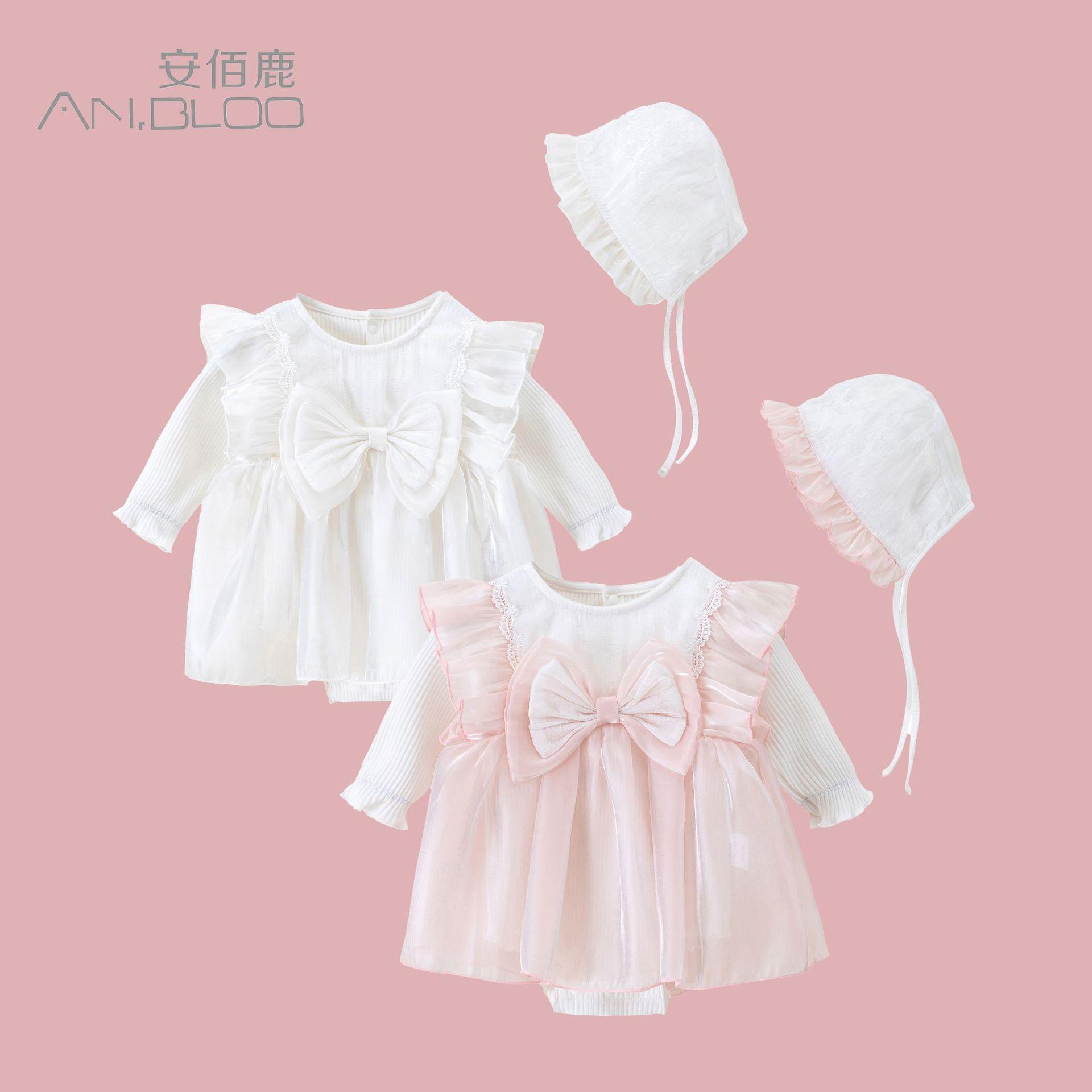 Anbailu Baby Girl Dress Muyun Gauze Skirt Baby Bag Skirt One Month Old Spring & Fall Long-Sleeved Princess Skirt