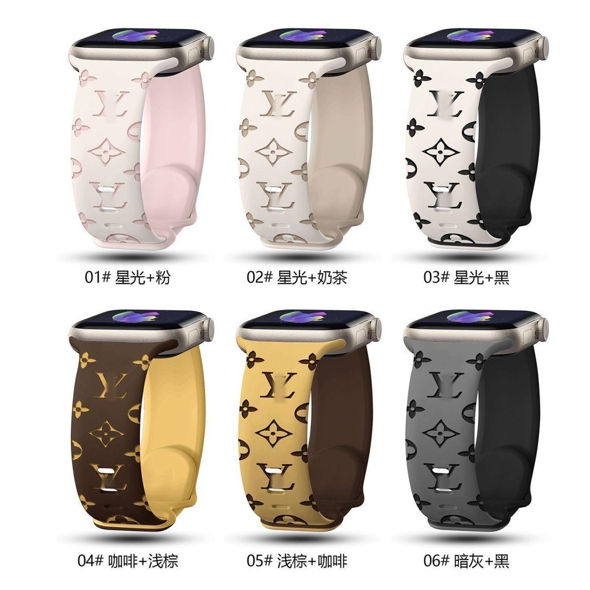 Suitable for Apple Watch Sports Strap with Embossed Printing, Trendy Brand Wristband, Two-Color Laser-Engraved Silicone Strap