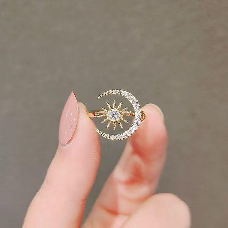 Turkish Star and Moon High-End Light Luxury Ring Minimalist Niche Simple Personality Ins Trendy Open-Ended Women's Ring