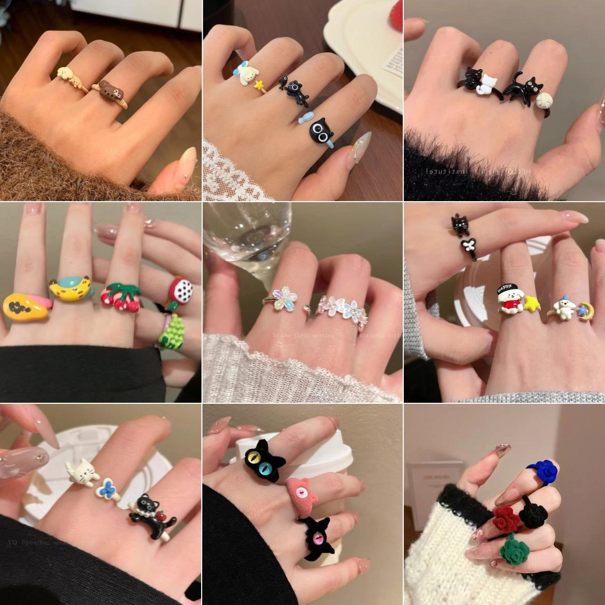 Cute Cartoon Cat Open Ring for Women, 2026 New Model, Unique Niche Design, Adjustable Ring