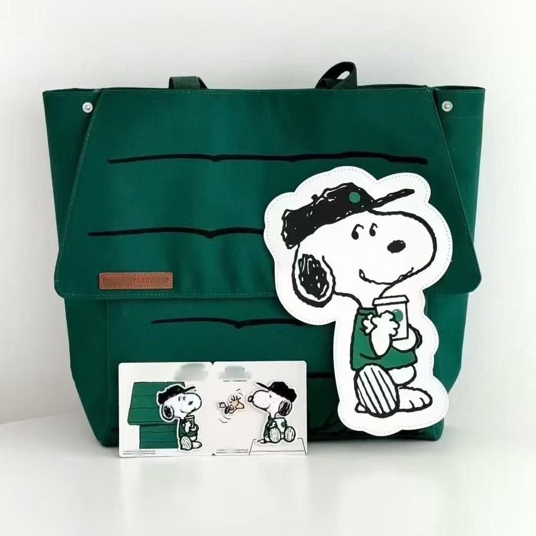 New Starbucks Joint Snoopy Large Capacity Printed Casual Lazy Fresh Tote Bag Shoulder Tote Bag
