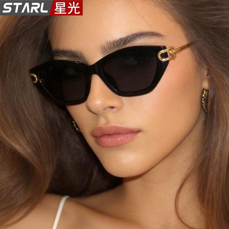 26 New Models of Cat-Eye Sunglasses for Women, High-End European and American Style Fashion Glasses with Metal Cross-Border Beaded Temple Arms
