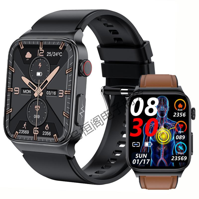 New E500 Smartwatch Blood Sugar Watch Blood Oxygen Heart Rate ECG Monitoring Blood Pressure Pedometer Sports Unisex for Men