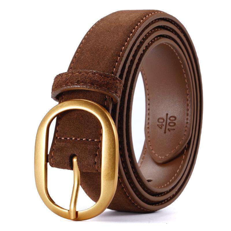 Hot Style Suede Leather Women's Belt Double-Sided Cowhide High-Quality Pin Buckle Leather Trouser Belt Cross-Border Hot-Selling Belt for Women