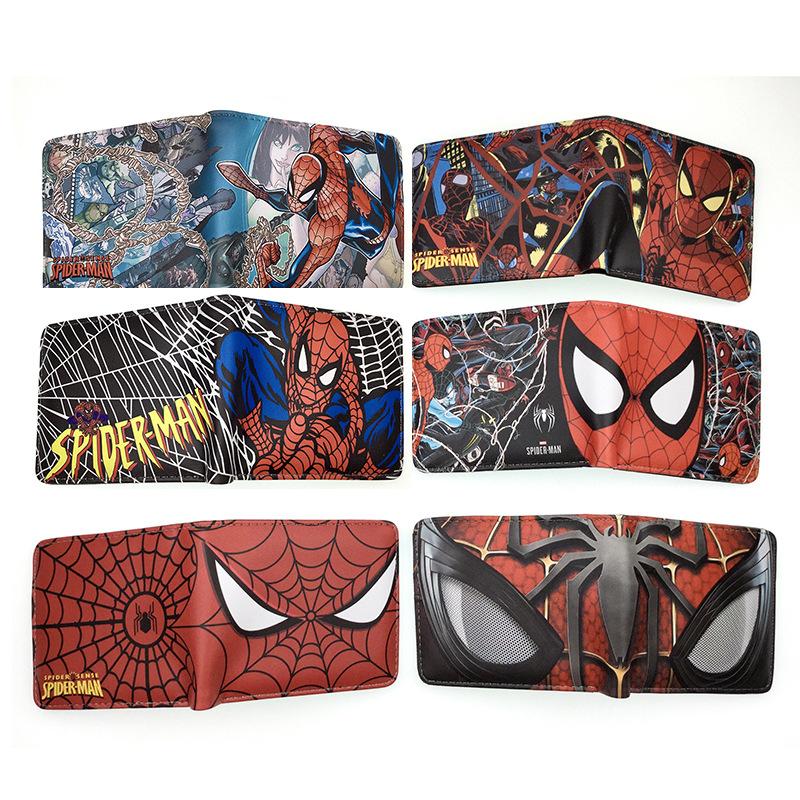 Spider Pattern Printed Pu Leather Short Folding Wallet for Men and Women, Student Coin Purse, Card Holder, Anime Peripheral Short Wallet