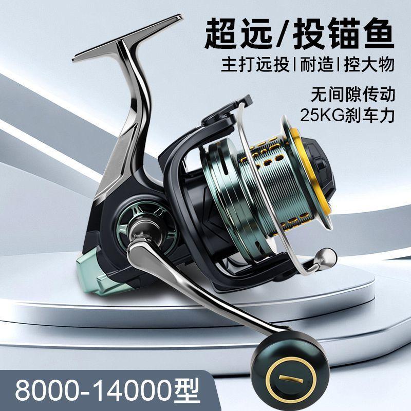 GEDILONG all-metal spinning reel with dual guide rods, high-performance waterproof bearings, and fishing line for long-distance casting