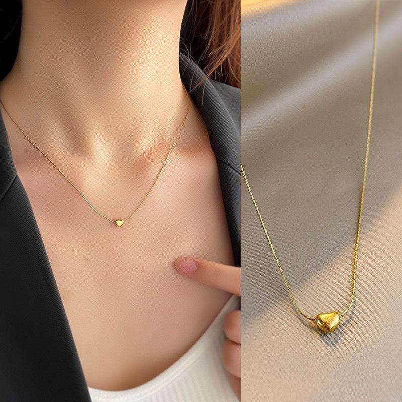 Cross-Border Hot-Selling Simple and Exquisite Niche Luxury Necklace Ccb Heart Pendant Necklace Versatile and Stylish Collarbone Chain