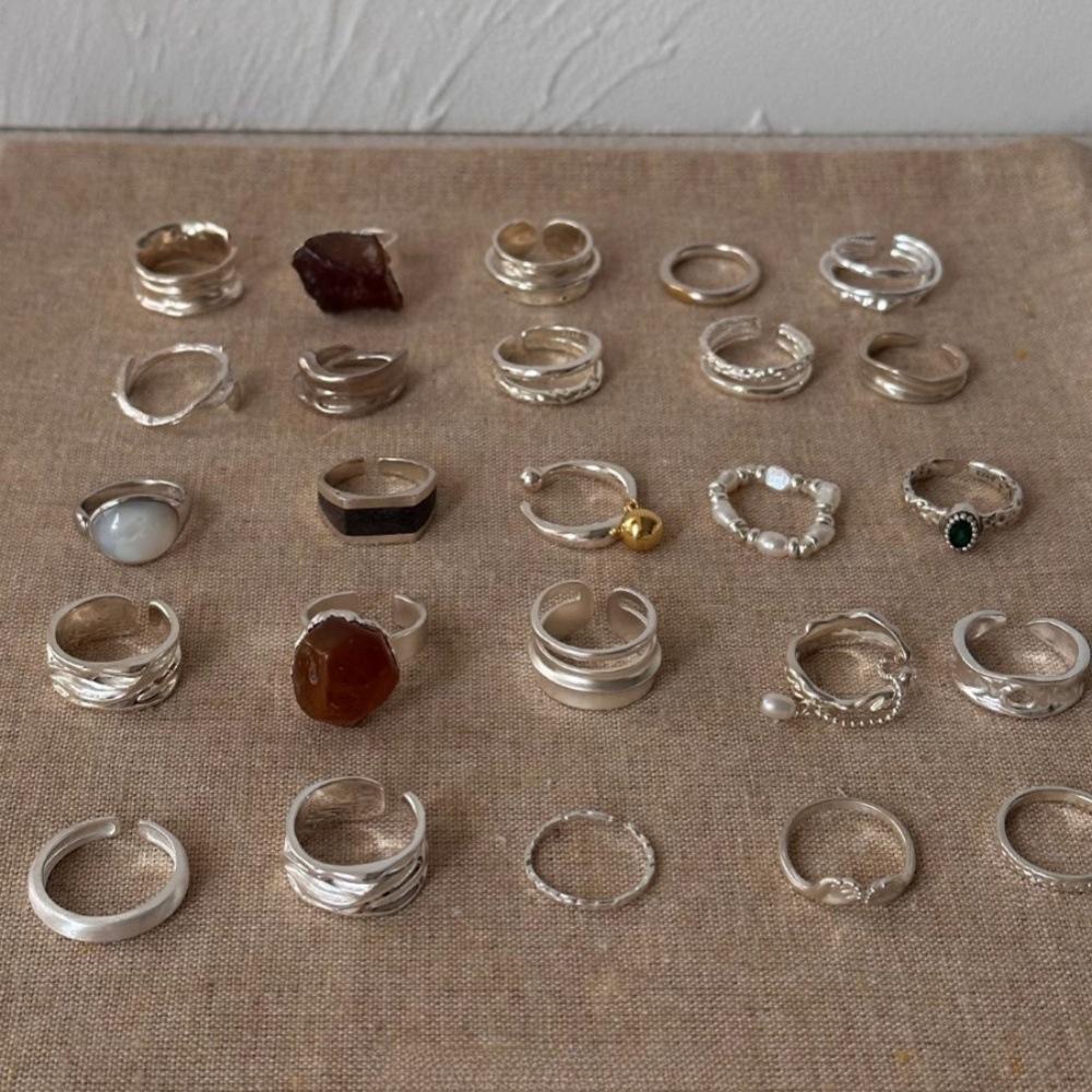 925 Sterling Silver Irregular Pearl Ring Women's Niche Light Luxury High-end Sense Index Finger Quit Color Instagram Ring New Product