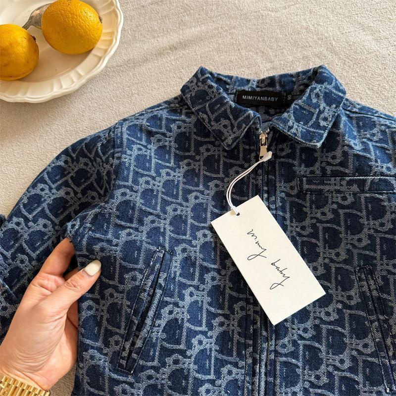 Children's Denim Jacket for Boys 2026 Spring and Autumn New Style Toddler Full-Print Shirt Trendy Brand Baby Casual Jacket for Girls Stylish