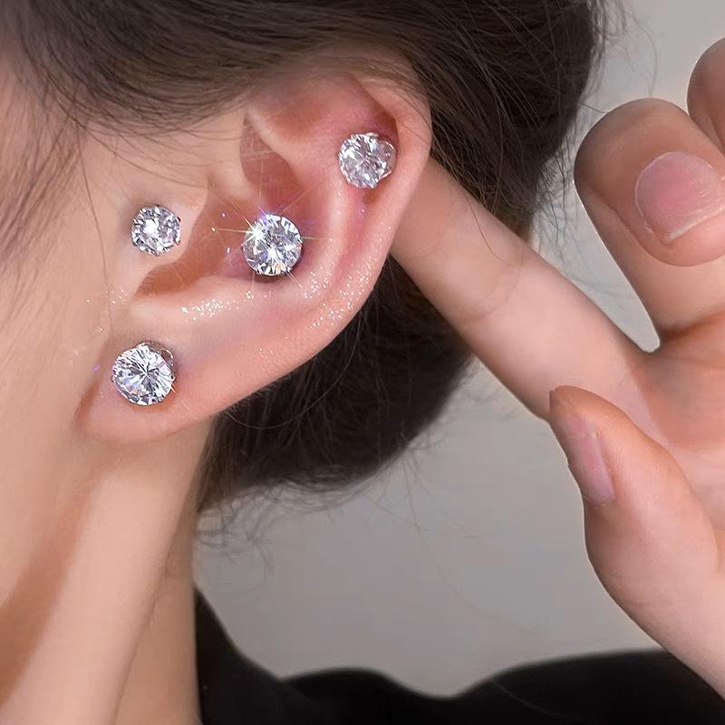 Flash Magnetic Suction Ear Nail Zircon Ear Bone Nail Ear Clip Advanced Sense Light Luxury Ear Clip Fashion Ear Accessories Trendy