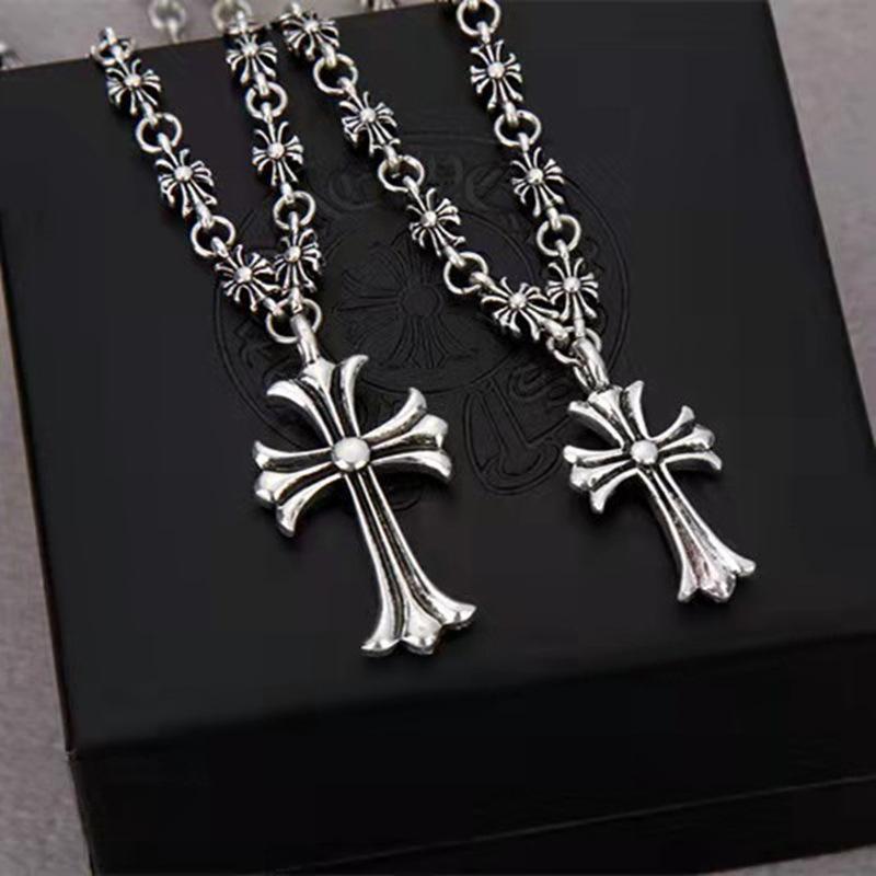 European and American Cross Necklace Jewelry Punk Men's and Women's Vintage Necklace Personality Cast Croix Star Pendant Pendant