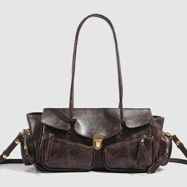 2024 New Autumn Retro High-end Handbag Hot Girl Motorcar Bag Shoulder Underarm Bag Fashionable All-match Women's Bag