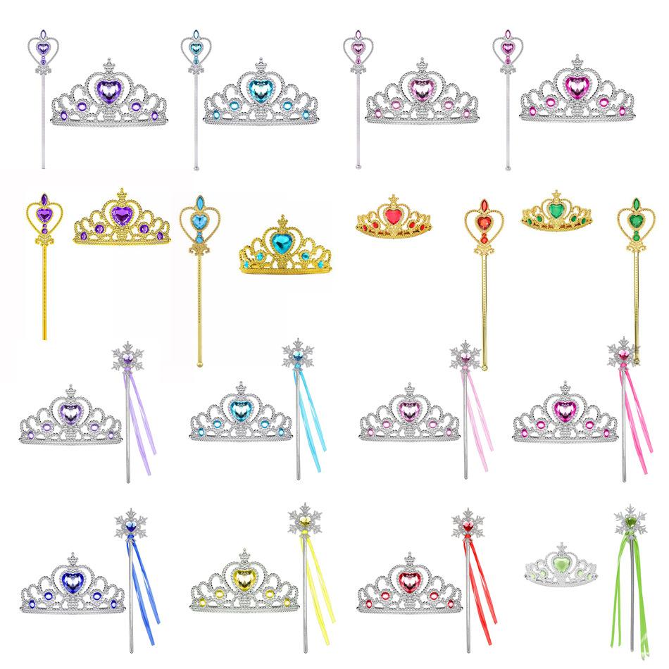 Ice and Snow Crown Love Snowflake Wand Set Fairy Tale Elsa Jasmine Princess Children's Magic Wand One Piece Wholesale Luxury