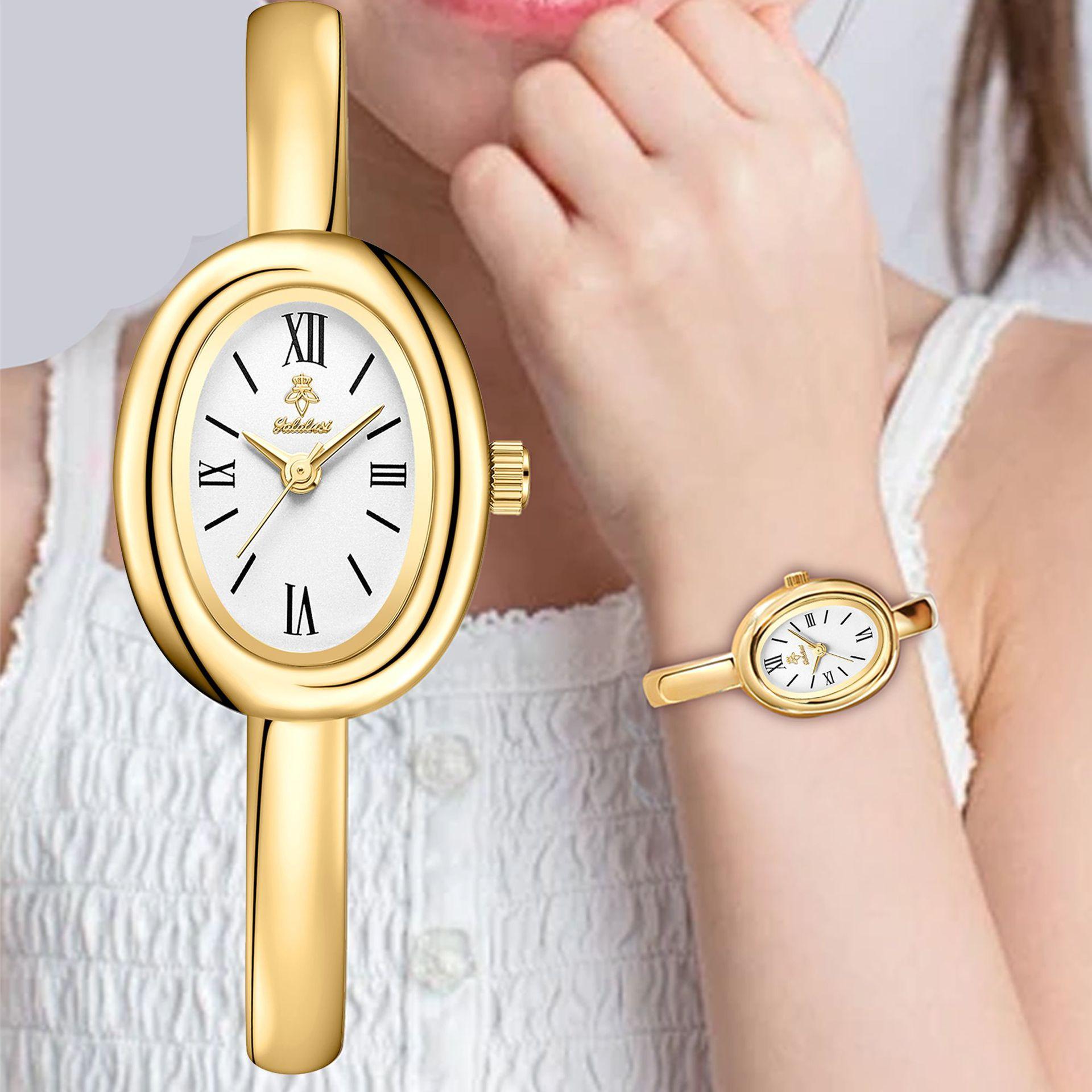 Yalalusi High-End Watch Oval Bracelet Women's Watch Gold Watch Retro Watch Simple Quartz Watch