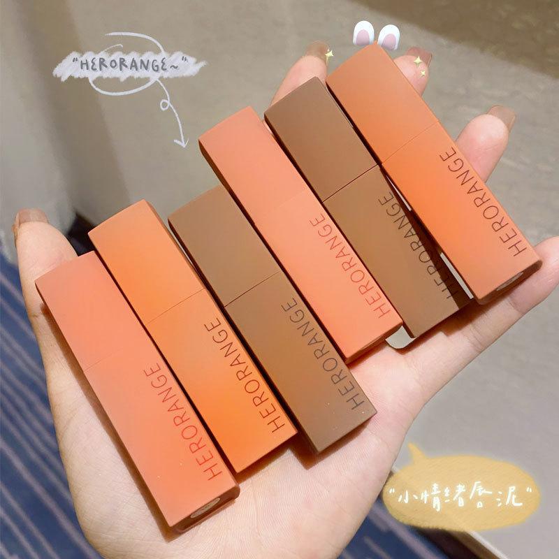 Herorange Little Emotional Lip Mud Velvet Matte Matte Not Easy to Fade Lip Glaze Lipstick Student Style Female Domestic Product