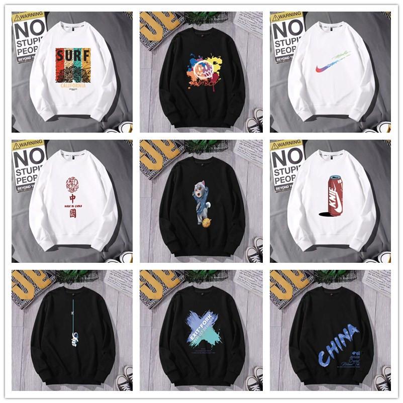Men's 2023 Fashion Brand Sports Autumn and Winter New Men's Loose plus size Crewneck Printed Internet Celebrity Base Top