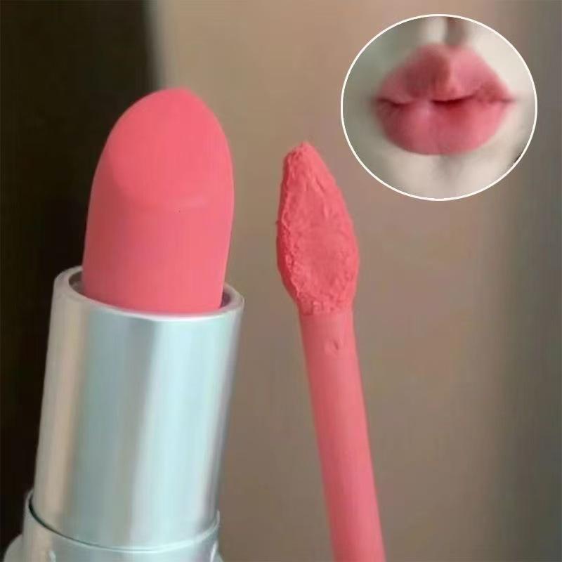Matte Soft Mist Lip Mud in Nude Peach Color for a Natural Look, Suitable for Students to Enhance Fairness