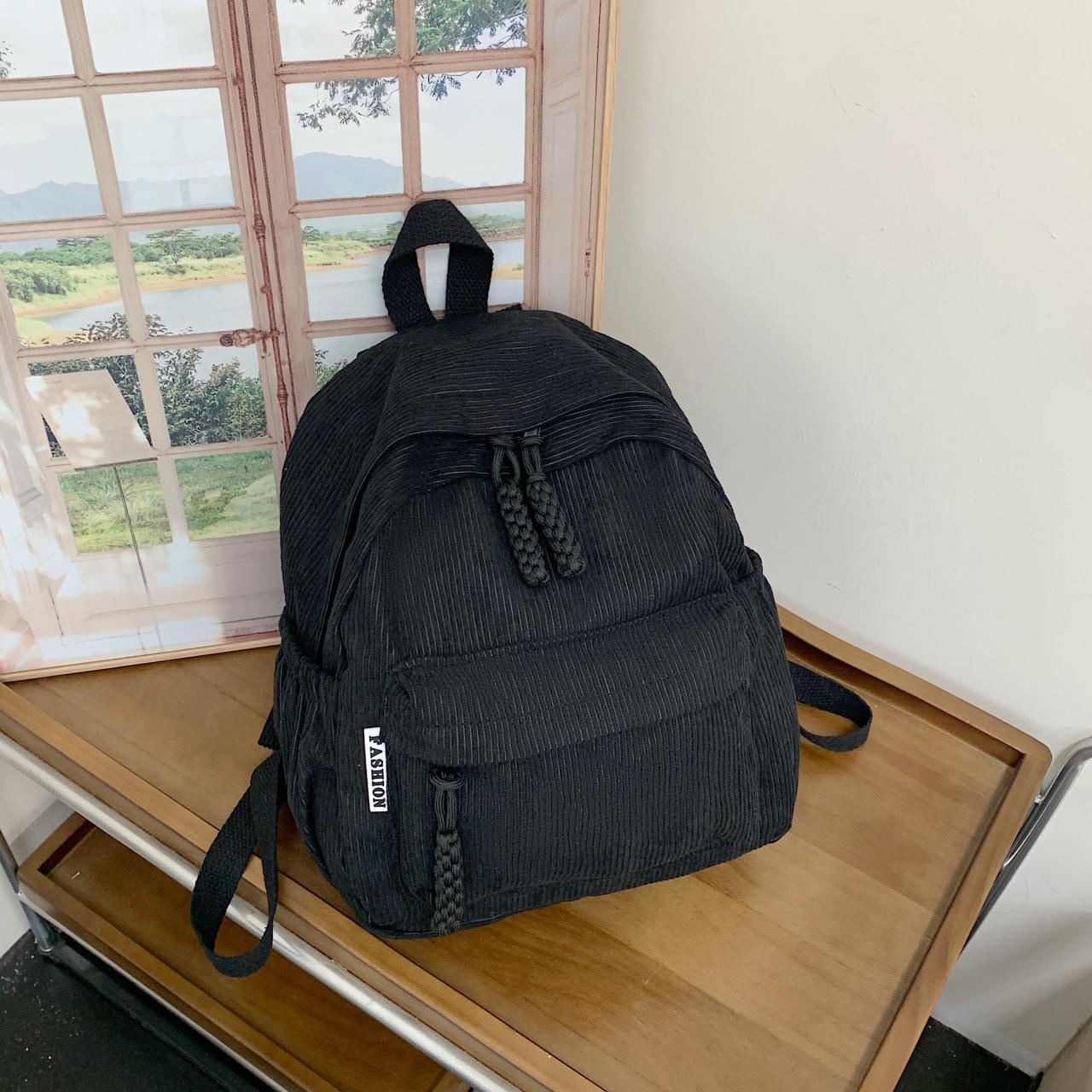 Corduroy Backpack for Women 2026 New Korean Style Student Schoolbag Simple Versatile Travel Backpack Fashion Casual Bag