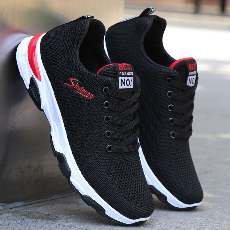 Dropshipping 2024 New Men's Shoes Breathable Casual Black Men's Shoes Running Shoes Soft Sole Shoes Mesh Sports Shoes
