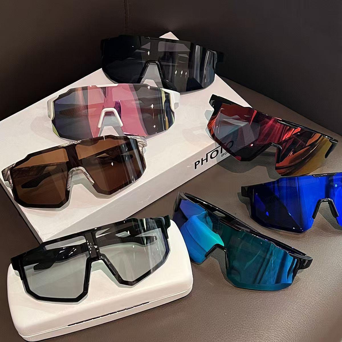 New Full-Frame Outdoor Cycling Sunglasses for Men and Women, Fashionable Windproof and Sandproof Goggles, European and American Large-Frame Colorful Sunglasses