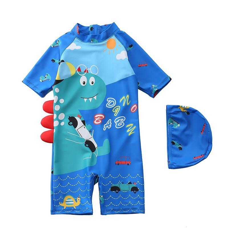 Children's Swimsuit, Boy's One-Piece Cartoon Hooded Swimsuit, Large, Medium and Small Kidsren's Beach Swimsuit for Baby Boys, Clearance Sale