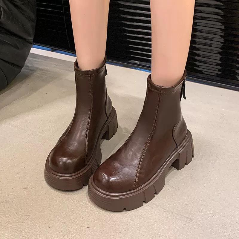 Thick-Soled Martin Boots for Women, Autumn and Winter 2026 New Style, Chunky Heel Early Autumn Boots, Autumn and Winter Boots, Slim Boots