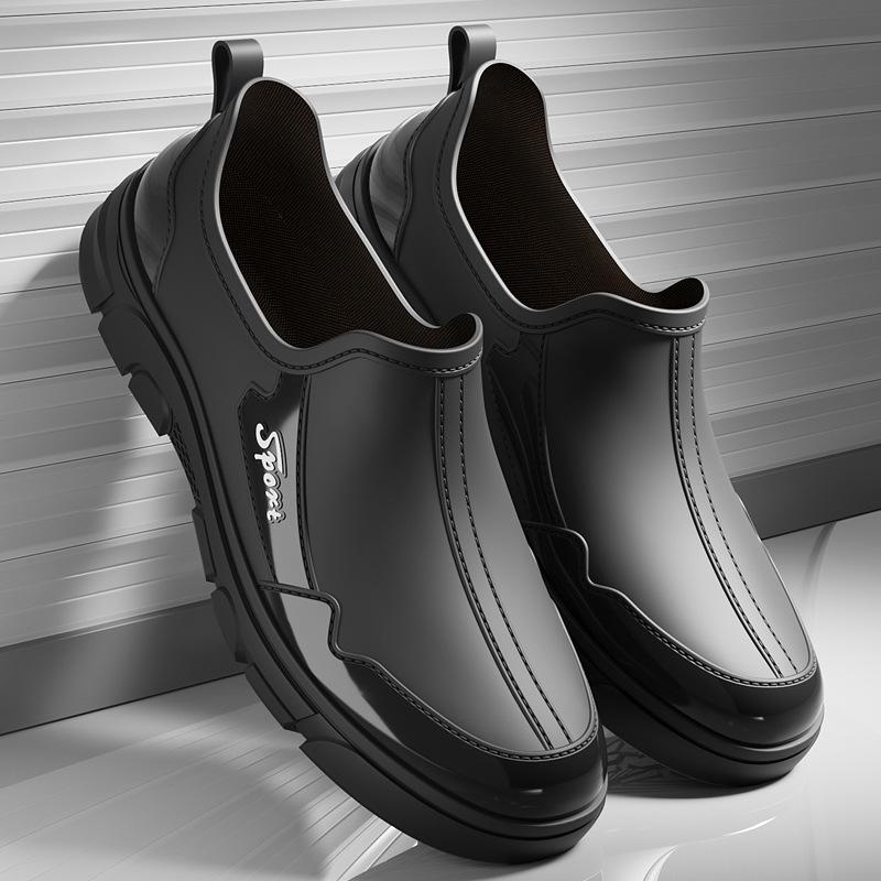 Cross-Border Fashion Rain Boots for Men 2025 New Waterproof Anti-Slip Lightweight Flats-Soled Low-Cut Rain Boots Car Wash Kitchen Rubber Shoes