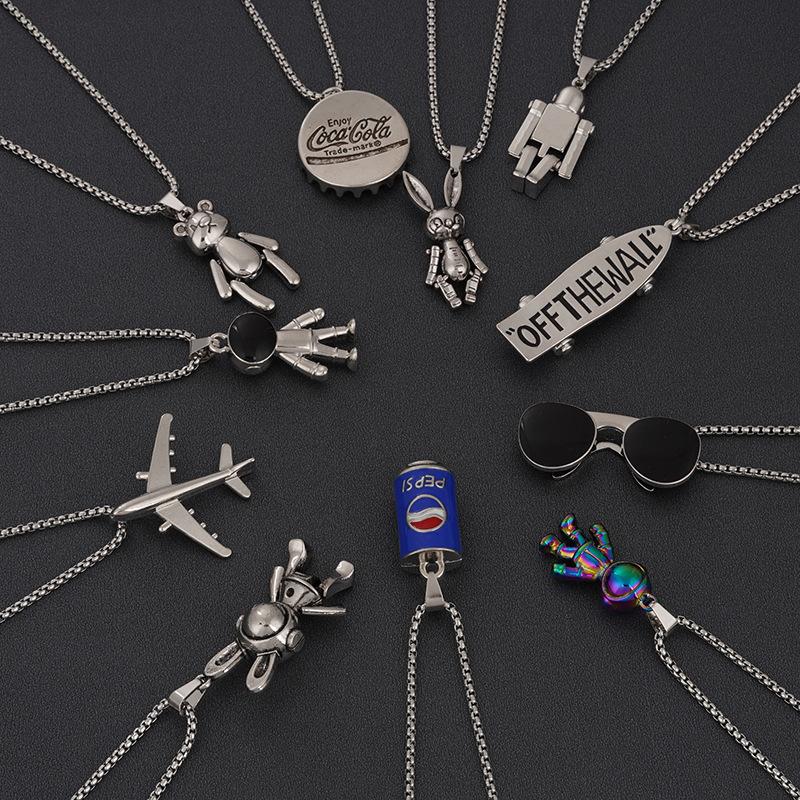 Korean Style Titanium Steel Hip-Hop Necklace Children's Fashion Street Dance Personality Accessory Unisex Versatile Sweater Chain Children's Small Gift