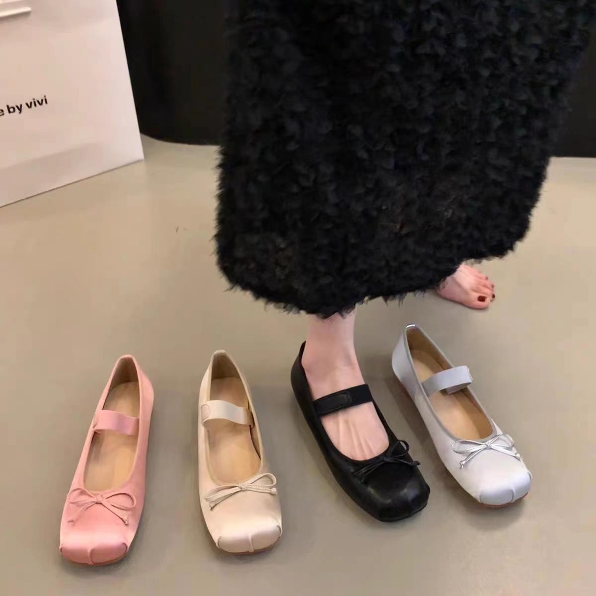 French-Style Ballet Mary Jane Women's Shoes 2024 Spring and Autumn New Retro Square-Toe Low-Heeled Fashion Shoes