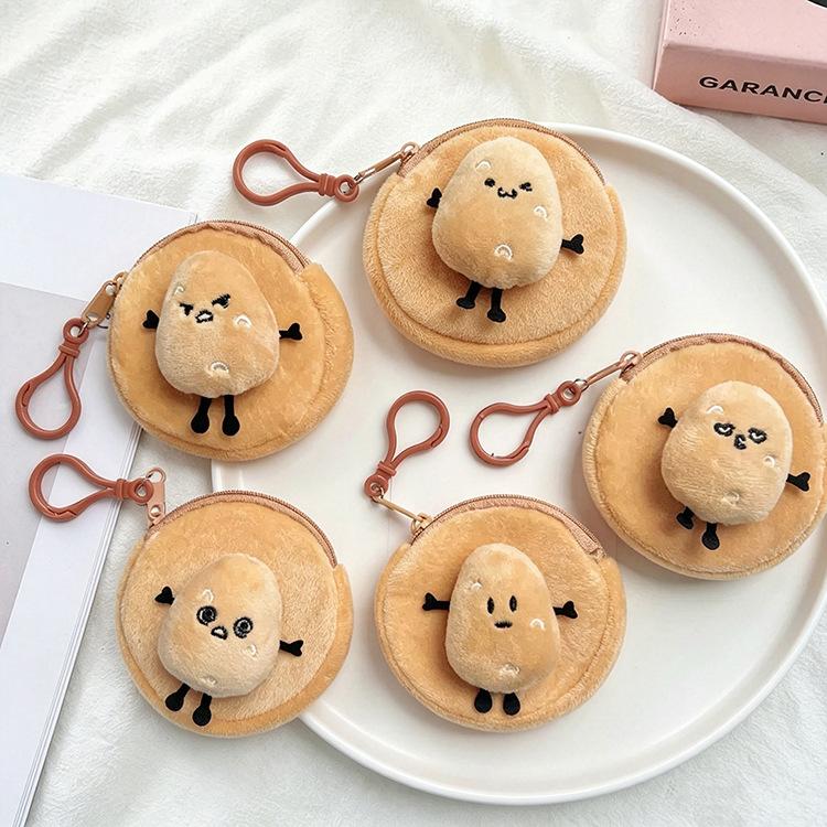 Cartoon Funny Little Potato Coin Purse Guizhou Potato Mini Round Earphone Data Cable Storage Bag Pendant Accessory