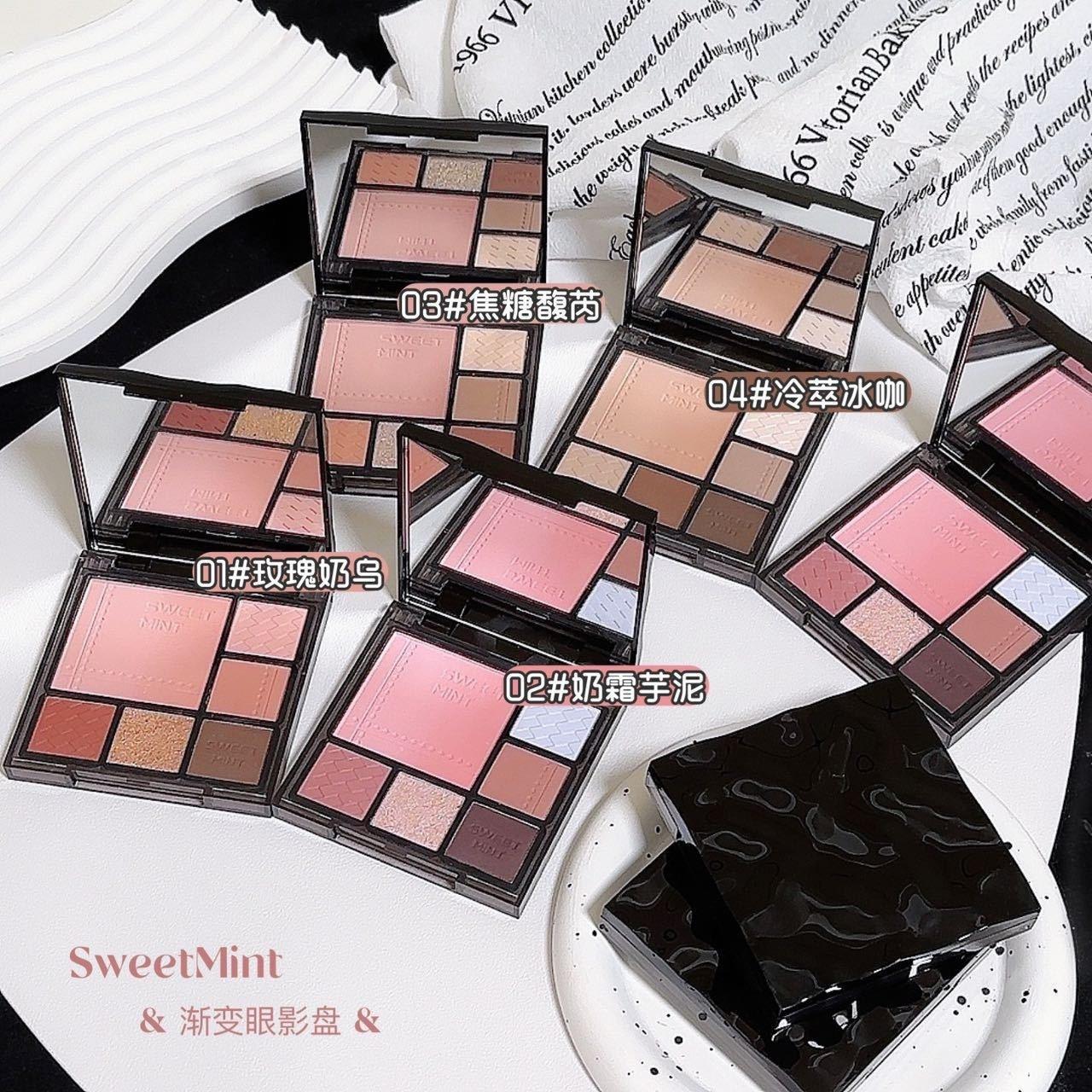 Sweetmint Gradient Eyeshadow Palette, High-End Eyeshadow, Highlighter, Contouring, Blush All-In-One Multifunctional Comprehensive Palette