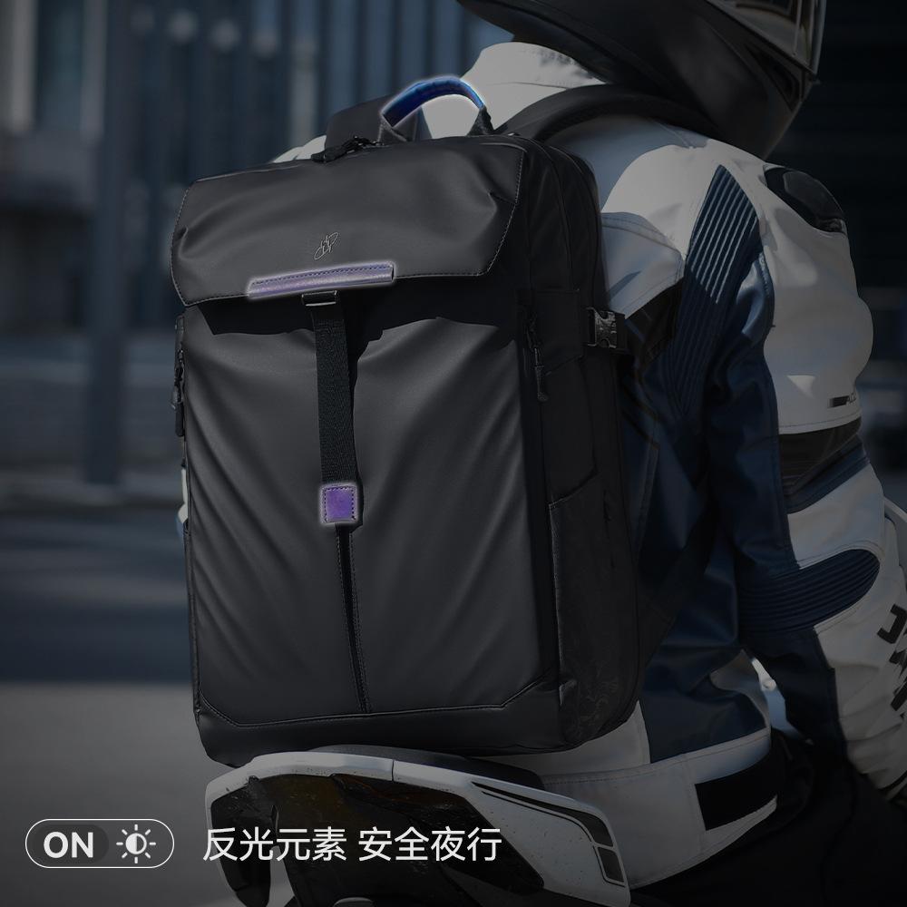 Men's Fashionable Travel Backpack with Reflective Strips, Trendy and Functional, Large Capacity, Motorcycle Computer Backpack