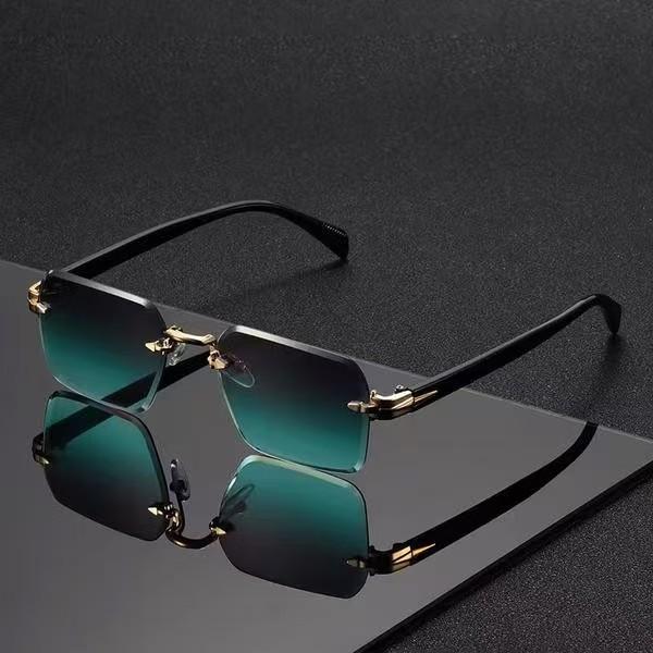 Cross-Border New Trendy Frameless Fashion Sunglasses for Men, European and American Style Cut-Edge Sunglasses for Women, Personalized Sunglasses Manufacturer