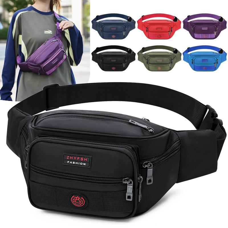 Cross-Border Fashion Waist Bag Korean Version Large Capacity Multi-Layer Sports Waist Bag Waterproof Oxford Cloth Outdoor Leisure Cycling Waist Bag