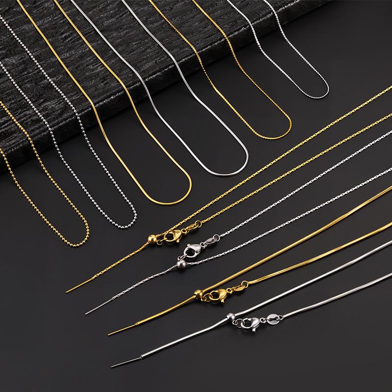 Stainless Steel Universal Chain Necklace Clavicle Chain Adjustable Vacuum Plated 18K Chain Snake Bone Chain DIY Jewelry Titanium Steel Necklace