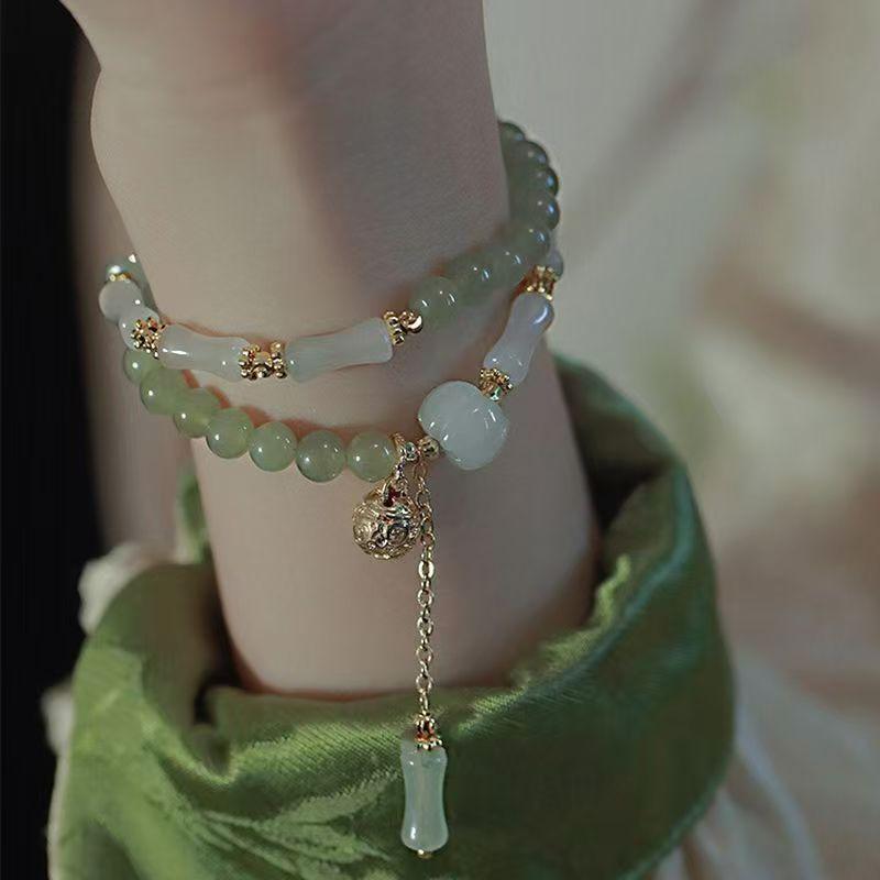 New Chinese Bamboo Beaded Bracelet Vintage Design Handmade Antique Girlfriend Birthday Gift Bracelet